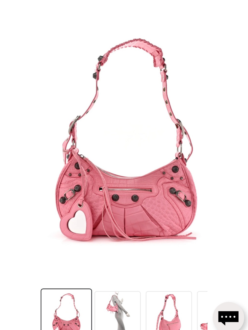 Balenciaga Sweer Pink Croc Bag with Heart Charm Mirror Le Cargole
